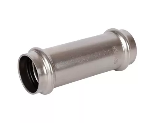 Муфта надвижная D 15 х 15 мм нерж.сталь под пресс, Rommer, PN16, Tmax=120 °C, для соединения тонкостенных стальных труб