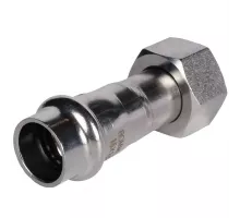 Вставка переходная D 15х1/2" из нерж.стали под пресс внутреннюю резьбу, Rommer, PN16, Tmax=120 °C, для соединения тонкостенных стальных труб