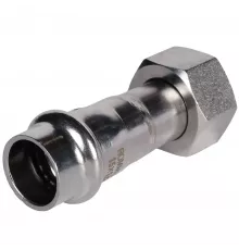 Вставка переходная D 15х1/2" из нерж.стали под пресс внутреннюю резьбу, Rommer, PN16, Tmax=120 °C, для соединения тонкостенных стальных труб