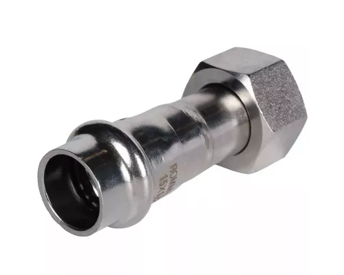 Вставка переходная D 15х1/2" из нерж.стали под пресс внутреннюю резьбу, Rommer, PN16, Tmax=120 °C, для соединения тонкостенных стальных труб