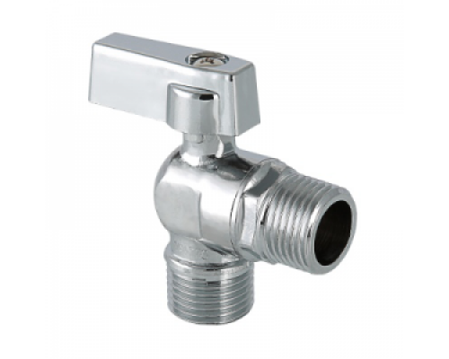 Кран шаровой 1/2"х1/2" НР/НР для подключения сантехприборов, VALTEC, угловой, латунный хромированный, PN10, t max 90 °С