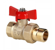 Кран шаровой 1/2" (Ду15) ВР/НР с разъемным соедин. (американка), бабочка, VALTEC СТАНДАРТ PN40, латунь , полнопрох., PN40, t max 110 °С, VT.127.GN.04