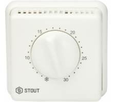 Термостат комнатный TI-N STOUT, 5-30˚С, 220B, Н.О.-Н.З., механическое управление