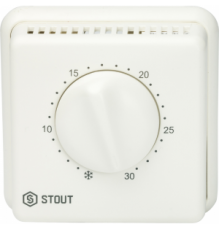 Термостат комнатный TI-N STOUT, 5-30˚С, 220B, Н.О.-Н.З., механическое управление