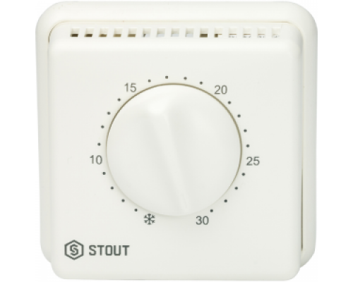 Термостат комнатный TI-N STOUT, 5-30˚С, 220B, Н.О.-Н.З., механическое управление