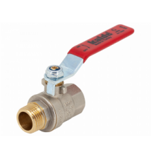 Кран шаровой 1/2" (Ду15) ВР/НР, рычаг, KALDE (Турция), латунь никел., полнопрох., PN40, t max 150 °С