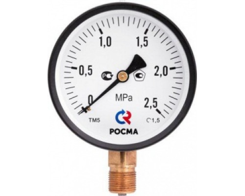 Манометр радиальный D 50 х 0,6 МПа, 1/4", Тmax = 150 °С, тип ТМ-210Р Росма