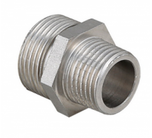 Ниппель перех. 3/8"х1/4" НР/НР латунь никел., VALTEC