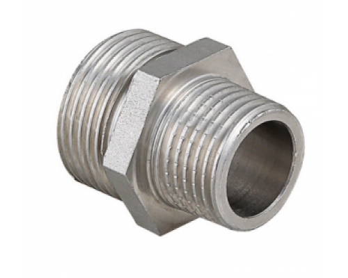 Ниппель перех. 3/8"х1/4" НР/НР латунь никел., VALTEC