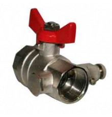 Кран шаровой 3/4" (Ду20) ВР/ВР со спускным клапаном, рычаг, CTP-REMER, латунь никел., полнопрох., PN20, t max 120 °С