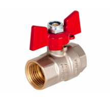 Кран шаровой 1/2" (Ду15) ВР/ВР, бабочка, KALDE (Турция), латунь никел., полнопрох., PN40, t max 150 °С