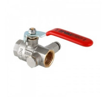 Кран шаровой 1/2" (Ду15) ВР/ВР со спускным клапаном, рычаг, VALTEC, латунь никел., полнопрох., PN40, t max 110 °С