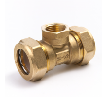 Тройник латунный Ø 20 мм c переходом на ВР 1/2" LAVITA (Корея), PN15, Tmax=110 °C для соединения гофр. трубы из нерж. стали