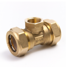 Тройник латунный Ø 20 мм c переходом на ВР 1/2" LAVITA (Корея), PN15, Tmax=110 °C для соединения гофр. трубы из нерж. стали