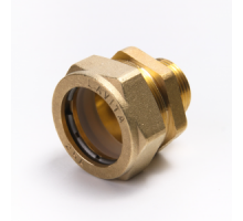Муфта латунная Ø 25 мм c переходом на НР 3/4" LAVITA (Корея), PN15, Tmax=110 °C для соединения гофр. трубы из нерж. стали