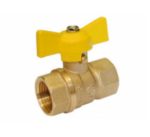 Кран шаровой 1/2" (Ду15) ВР/ВР, газовый, бабочка, ГАЛЛОП Стандарт 230 (Россия), латунь, полнопрох., PN40, t max 60 °С, аналог 11Б27п1