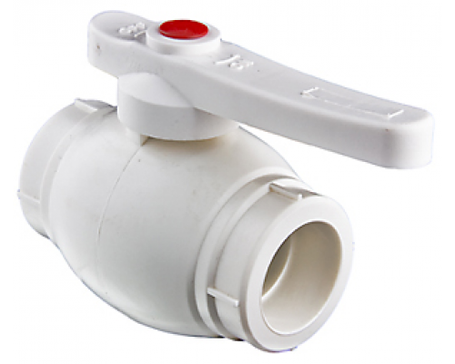 Шаровой кран Ø 20 PP-R (латунный шар), PTFE/EPDM, цвет белый, VALTEC