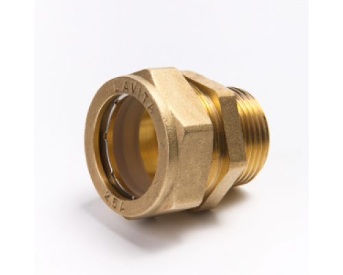 Муфта латунная Ø 25 мм c переходом на НР 1" LAVITA (Корея), PN15, Tmax=110 °C для соединения гофр. трубы из нерж. стали