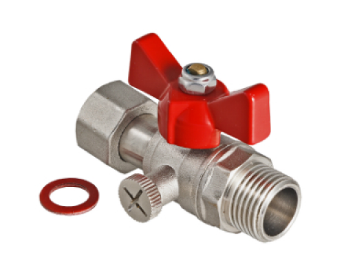 Кран шаровой для подключения манометра, 1/2"(НР) - 3/8"(ВР), Tmax=130°С, Py 1,6МПа, VALTEC