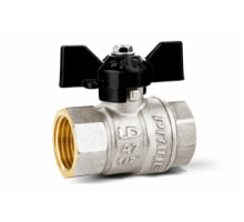 Кран шаровой 1/2" (Ду 15) ВР/ВР, бабочка, LD Pride (Россия), латунь никел., полнопрох., PN40, t max 150 °С, 47.16.В-В.Б