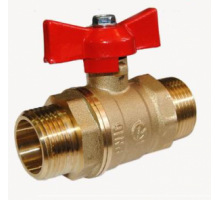 Кран шаровой 1/2" (Ду15) НР/НР, бабочка, ГАЛЛОП Стандарт 233 (Россия), латунь , полнопрох., PN40, t max 150 °С, аналог 11Б27п1