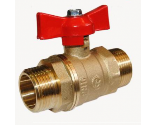 Кран шаровой 1/2" (Ду15) НР/НР, бабочка, ГАЛЛОП Стандарт 233 (Россия), латунь , полнопрох., PN40, t max 150 °С, аналог 11Б27п1