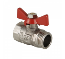 Кран шаровой 1/2" (Ду15) ВР/НР, бабочка, VALTEC COMPACT, латунь никел., стандартнопрох., PN25, t max 120 °С, VT.093.N.04