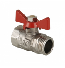 Кран шаровой 1/2" (Ду15) ВР/НР, бабочка, VALTEC COMPACT, латунь никел., стандартнопрох., PN25, t max 120 °С, VT.093.N.04