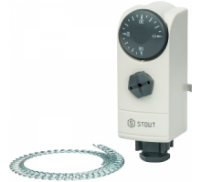 Термостат накладной WTS-ES STOUT, 30-90˚С, 220B, максимальный диаметр трубопровода 2''(DN50), механическое управление