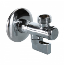 Кран шаровой 1/2"х1/2" НР/НР для подключения сантехприборов, VALTEC, угловой, с фильтром, латунный хромированный, PN8, t max 80 °С
