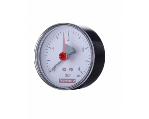 Манометр аксиальный D 50 х 0,4 МПа, 1/4", Тmax = 80 °С, с указателем предела давления, Rommer