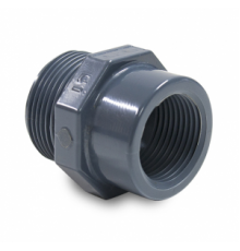 Футорка резьбовая ПВХ 1/2" х 1/8" НРхВР (1,0 МПа), Hidroten, Испания 1002471