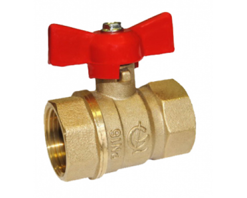 Кран шаровой 1/2" (Ду15) ВР/ВР, бабочка, ГАЛЛОП Стандарт 230 (Россия), латунь , полнопрох., PN40, t max 150 °С, аналог 11Б27п1