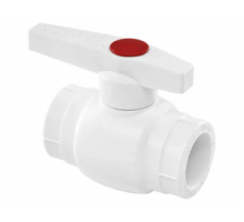Шаровой кран Ø 20 PP-R (латунный шар), PTFE/EPDM, цвет белый, TEBO