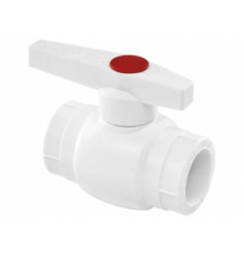 Шаровой кран Ø 20 PP-R (латунный шар), PTFE/EPDM, цвет белый, TEBO