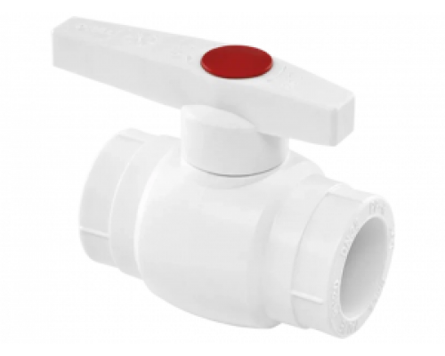 Шаровой кран Ø 20 PP-R (латунный шар), PTFE/EPDM, цвет белый, TEBO