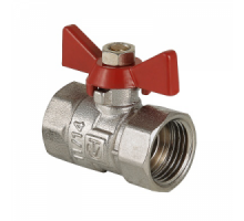 Кран шаровой 1/2" (Ду15) ВР/ВР, бабочка, VALTEC COMPACT, латунь никел., стандартнопрох., PN25, t max 120 °С, VT.092.N.04