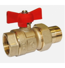 Кран шаровой 1/2" (Ду15) ВР/НР с разъемным соедин. (американка), бабочка, ГАЛЛОП Стандарт 232 (Россия), латунь , полнопрох., PN40, t max 150 °С, аналог 11Б27п1