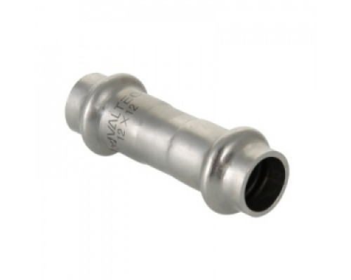 Муфта D 15 х 12 мм нерж.сталь под пресс, VALTEC, PN16, Tmax=120 °C, для соединения тонкостенных стальных труб