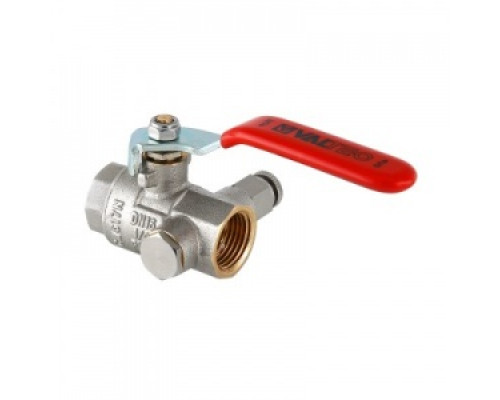 Кран шаровой 3/4" (Ду20) ВР/ВР со спускным клапаном, рычаг, VALTEC, латунь никел., полнопрох., PN40, t max 110 °С