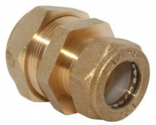 Муфта переходная латунная Ø 20 х 15 мм LAVITA (Корея), PN15, Tmax=110 °C для соединения гофр. трубы из нерж. стали