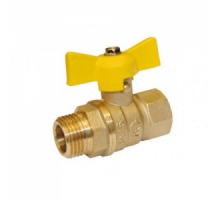 Кран шаровой 1/2" (Ду15) ВР/НР, газовый, бабочка, ГАЛЛОП Стандарт 231 (Россия), латунь, полнопрох., PN40, t max 60 °С, аналог 11Б27п1
