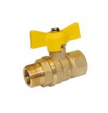 Кран шаровой 1/2" (Ду15) ВР/НР, газовый, бабочка, ГАЛЛОП Стандарт 231 (Россия), латунь, полнопрох., PN40, t max 60 °С, аналог 11Б27п1