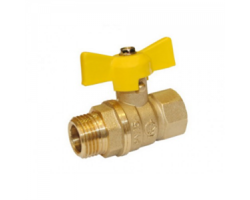 Кран шаровой 1/2" (Ду15) ВР/НР, газовый, бабочка, ГАЛЛОП Стандарт 231 (Россия), латунь, полнопрох., PN40, t max 60 °С, аналог 11Б27п1