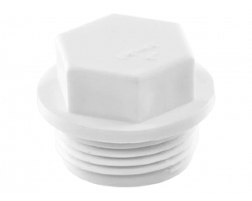 Пробка (заглушка) с НР 3/4" короткая, PP-R, цвет белый, TEBO