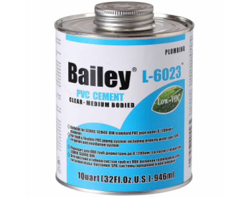 Клей 946 мл для изделий из ПВХ в нап. питьевом водоснаб., Bailey L-6023 (Китай), в банке с кисточкой