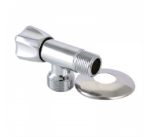 Вентиль 1/2"х1/2" НР/НР для подключения сантехприборов, VALTEC, б/фильтра, с отражателем, угловой, латунный хромированный, PN10, Tmax.+90 °C