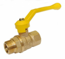 Кран шаровой 1/2" (Ду15) ВР/НР, газовый, рычаг, ГАЛЛОП Стандарт 221 (Россия), латунь, полнопрох., PN40, t max 60 °С, аналог 11Б27п1