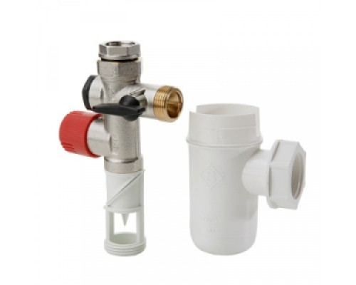 Группа безопасности бойлера (водонагревателя) 3/4" + 1/2" + сифон, VALTEC, корпус из никелированной латуни, Pmax=10 бар