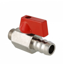 Кран шаровой 1/4" НР/штуцер 14 мм, дренажный, неразборный, флажок, VALTEC, латунь никел., PN40, t max 110 °С
